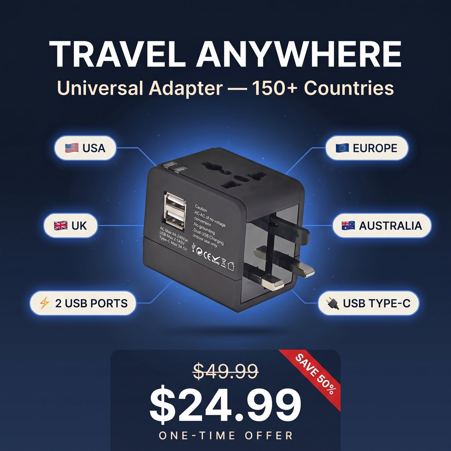 Universal Travel Adapter — AirSafy Edition